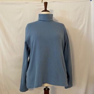 Vintage Lands End Light Blue Long Sleeve Turtleneck Size L 14-16